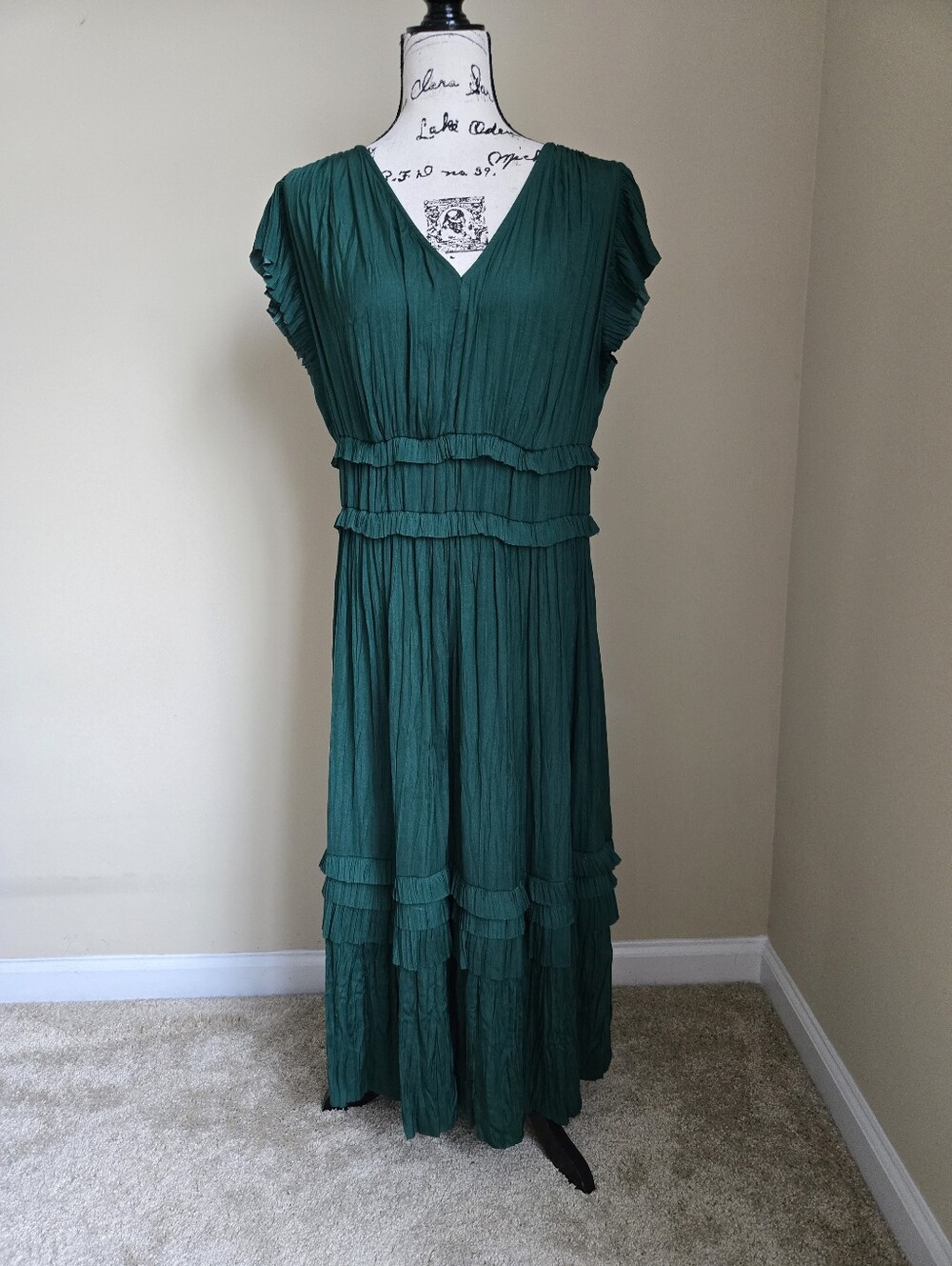Current Air Dress Womens L Green Pleated See Description